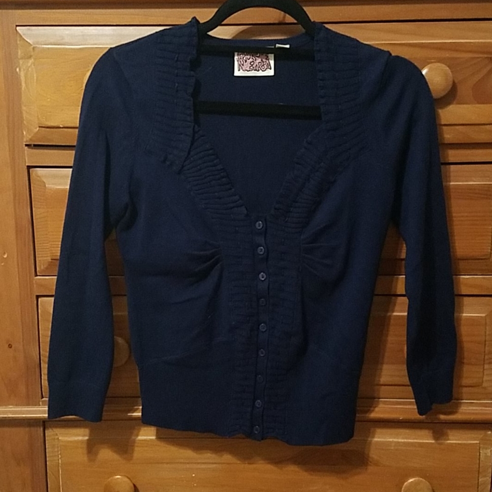 Anthropology navy cardigan